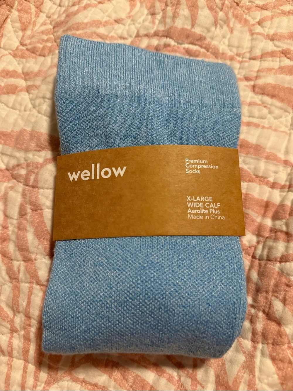 Wellow Azure Blue Wide Calf Knee High Aerolite+ Compression Socks - size XL